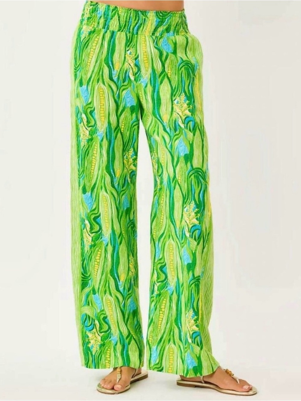 NWT XL Lilly Pulitzer corn print Wide-Leg Pants